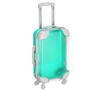 METALLIXITY Mini Plastic Suitcase, Tiny Suitcase Gift Bag, 6.7x3.7x1.8, Blue Green | False Eyelashes Trolley Storage Box with Handle & Wheels Party Favors for Eyelashes Jewelry Hairpins