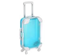 METALLIXITY Mini Plastic Suitcase, Tiny Suitcase Gift Bag, 6.7x3.7x1.8, Light Blue | False Eyelashes Trolley Storage Box with Handle & Wheels Party Favors for Eyelashes Jewelry Hairpins