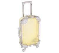 METALLIXITY Mini Plastic Suitcase, Tiny Suitcase Gift Bag, 6.7x3.7x1.8, Light Yellow | False Eyelashes Trolley Storage Box with Handle & Wheels Party Favors for Eyelashes Jewelry Hairpins