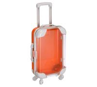 METALLIXITY Mini Plastic Suitcase, Tiny Suitcase Gift Bag, 6.7x3.7x1.8, Orange | False Eyelashes Trolley Storage Box with Handle & Wheels Party Favors for Eyelashes Jewelry Hairpins