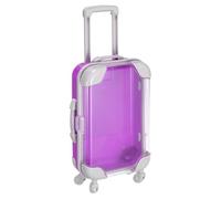 METALLIXITY Mini Plastic Suitcase, Tiny Suitcase Gift Bag, 6.7x3.7x1.8, Purple | False Eyelashes Trolley Storage Box with Handle & Wheels Party Favors for Eyelashes Jewelry Hairpins