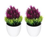 METALLIXITY Mini Potted Decorative Fake Plants 2Pcs, Small Artificial Desk Plants Artificial Pine Needle Pineapple Plant - for Home Bedroom Bathroom Office Shelf Table Decoration, Magenta