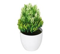 METALLIXITY Mini Potted Decorative Fake Plants, Small Artificial Desk Plants Artificial Pine Needle Pineapple Plant - for Home Bedroom Bathroom Office Shelf Table Decoration, White-Green