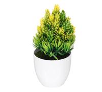 METALLIXITY Mini Potted Decorative Fake Plants, Small Artificial Desk Plants Artificial Pine Needle Pineapple Plant - for Home Bedroom Bathroom Office Shelf Table Decoration, Yellow