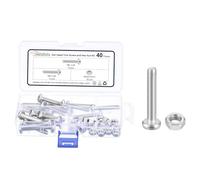 METALLIXITY Pan Head Torx Security Screws Bolts (M6-1x35mm) 40pcs, Button Torx Head Machine Screws 304 Stainless Steel with Hex Nuts - for Furniture Woodworking Project, Silver Tone