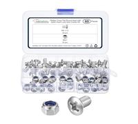 METALLIXITY Phillips Cross Flat Round Head Machine Screw with Nylon Insert Lock Nut Kit (M6-1x12) 60Pcs, Stainless Steel Vibration Resistance Fasteners - for Woodworking, Auto, Silver