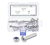 METALLIXITY Phillips Cross Flat Round Head Machine Screw with Nylon Insert Lock Nut Kit (M6-1x30) 40Pcs, Stainless Steel Vibration Resistance Fasteners - for Woodworking, Auto, Silver
