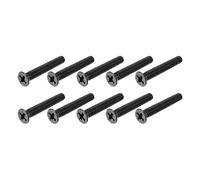 METALLIXITY Phillips Flat Head Screws (M4 x 20mm) 50Pcs, Carbon Steel Machine Screws - for Glasses Watch and Other Small Electronics, Black