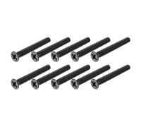 METALLIXITY Phillips Flat Head Screws (M4 x 25mm) 50Pcs, Carbon Steel Machine Screws - for Glasses Watch and Other Small Electronics, Black