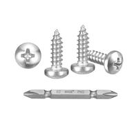 METALLIXITY Phillips Pan Head Self Tapping Screw #10x5/8" 200Pcs | 304 SS Self Drilling Screw for Metal Wood Plastic with Bit, for Cabinet Wall Shutter Plate Furniture, Silver