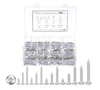 METALLIXITY Phillips Pan Head Self Tapping Screw #4/#6/#8/#10/#12 245Pcs | 304 SS Self Drilling Screw Assortment Kit for Metal Wood Plastic, for Cabinet Wall Plate, Silver