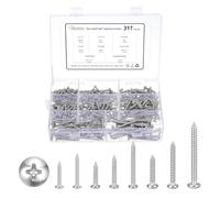 METALLIXITY Phillips Pan Head Self Tapping Screw #6/#8/#10/#12 317Pcs | 304 SS Self Drilling Screw Assortment Kit for Metal Wood Plastic, for Cabinet Wall Shutter Plate, Silver