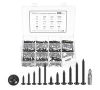 METALLIXITY Phillips Pan Head Self Tapping Screw #6/#8 260Pcs | 304 SS Self Drilling Screw for Metal Wood Plastic with Bit, for Cabinet Wall Shutter Plate Rock Furniture, Black