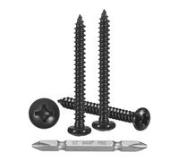 METALLIXITY Phillips Pan Head Self Tapping Screw #6x1-1/4" 100Pcs | 304 SS Self Drilling Screw for Metal Wood Plastic with Bit, for Cabinet Wall Shutter Plate Furniture, Black