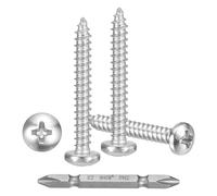 METALLIXITY Phillips Pan Head Self Tapping Screw #6x1-1/4" 100Pcs | 304 SS Self Drilling Screw for Metal Wood Plastic with Bit, for Cabinet Wall Shutter Plate Furniture, Silver