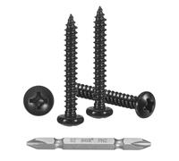 METALLIXITY Phillips Pan Head Self Tapping Screw #6x1" 100Pcs | 304 SS Self Drilling Screw for Metal Wood Plastic with Bit, for Cabinet Wall Shutter Plate Rock Furniture, Black