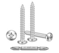 METALLIXITY Phillips Pan Head Self Tapping Screw #6x1" 120Pcs | 304 SS Self Drilling Screw for Metal Wood Plastic with Bit, for Cabinet Wall Shutter Plate Rock Furniture, Silver