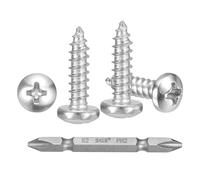 METALLIXITY Phillips Pan Head Self Tapping Screw #6x1/2" 100Pcs | 304 SS Self Drilling Screw for Metal Wood Plastic with Bit, for Cabinet Wall Shutter Plate Furniture, Silver