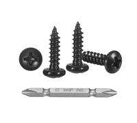 METALLIXITY Phillips Pan Head Self Tapping Screw #6x1/2" 100Pcs | 304 SS Self Drilling Screw for Metal Wood Plastic with Bit, for Cabinet Wall Shutter Plate Rock Furniture, Black