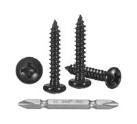 METALLIXITY Phillips Pan Head Self Tapping Screw #6x3/4" 100Pcs | 304 SS Self Drilling Screw for Metal Wood Plastic with Bit, for Cabinet Wall Shutter Plate Rock Furniture, Black