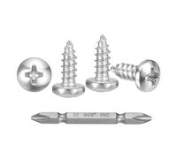 METALLIXITY Phillips Pan Head Self Tapping Screw #6x3/8" 150Pcs | 304 SS Self Drilling Screw for Metal Wood Plastic with Bit, for Cabinet Wall Shutter Plate Furniture, Silver