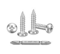 METALLIXITY Phillips Pan Head Self Tapping Screw #8x3/4" 200Pcs | 304 SS Self Drilling Screw for Metal Wood Plastic with Bit, for Cabinet Wall Shutter Plate Furniture, Silver