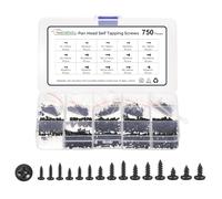 METALLIXITY Phillips Pan Head Self Tapping Screw M1.7/2/2.3/2.6/3 750Pcs | Black Oxide Carbon Steel Self Tapping Screw Assortment Kit for Metal Wood Plastic, for Cabinet Wall Shutter Plate Furniture