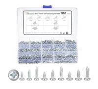 METALLIXITY Phillips Pan Head Self Tapping Screw M2.3/M2.6/M3 900Pcs | Blue White Galvanized Carbon Steel Self Tapping Screw Assortment Kit for Metal Wood Plastic, for Cabinet Wall Furniture