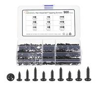 METALLIXITY Phillips Pan Head Self Tapping Screw M2/M2.3/M2.6 900Pcs | Black Oxide Carbon Steel Self Tapping Screw Assortment Kit for Metal Wood Plastic, for Cabinet Wall Shutter Plate Furniture