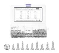 METALLIXITY Phillips Pan Head Self Tapping Screw M2/M2.3/M2.6 900Pcs | Nickel Plated Carbon Steel Self Tapping Screw Assortment Kit for Metal Wood Plastic, for Cabinet Wall Shutter Plate Furniture
