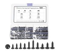 METALLIXITY Phillips Pan Head Self Tapping Screw M2/M2.3/M2.6/M3 600Pcs | Black Oxide Carbon Steel Self Tapping Screw Assortment Kit for Metal Wood Plastic, for Cabinet Wall Shutter Plate Furniture