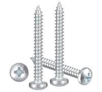 METALLIXITY Phillips Pan Head Self Tapping Screws(#10x1-1/2") 20Pcs, Carbon Steel Self Drilling Screw for Metal Wood Plastic, for Cabinet Wall Shutter Plate Rock Furniture, Silver