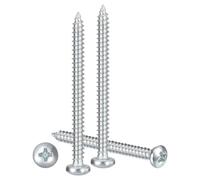 METALLIXITY Phillips Pan Head Self Tapping Screws(#8x2") 20Pcs, Carbon Steel Self Drilling Screw for Metal Wood Plastic, for Cabinet Wall Shutter Plate Rock Furniture, Silver