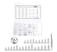 METALLIXITY Phillips Pan Head Self Tapping Screws(M1.2/M1.4/M1.5/M1.7/M2) 1200Pcs, Carbon Steel Self Drilling Screw Set, for Laptop Notebook Computer Electronic Repair, Silver tone