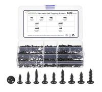 METALLIXITY Phillips Pan Head Short Length Self Tapping Screw 400Pcs | 304 SS Self Tapping Screw Assortment Kit for Metal Wood Plastic, for Cabinet Wall Shutter Plate Rock Furniture, Black