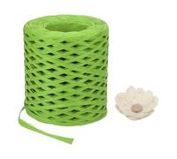 METALLIXITY Raffia Paper Craft Ribbon 200m/656ft Raffia Ribbon String Kraft Packing for Gift Wrapping, Crafting Supplies (Green)