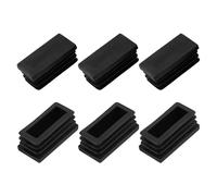 METALLIXITY Rectangle End Caps (40 x 20mm) 6Pcs, Plastic Rectangle Tube Inserts Threaded End Blanking Caps Protector - for Furniture Table Chair Legs, Black