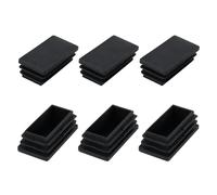 METALLIXITY Rectangle End Caps (50 x 25mm) 6Pcs, Plastic Rectangle Tube Inserts Threaded End Blanking Caps Protector - for Furniture Table Chair Legs, Black