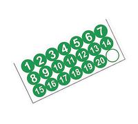METALLIXITY Round Number Stickers (38mm/1.50") 20Pcs, PVC Number 1-20 Self Adhesive Labels - for Home Storage Boxes Mailbox, White/Green