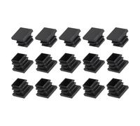 METALLIXITY Square Tube End Cap(19 x 19mm) 15Pcs, Plastic Plugs Insert End Caps Pipe Cap Cover Threaded End Blanking Caps Protector - for Square Tube Fence Furniture Table Chair Legs, Black