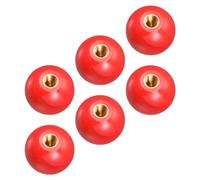METALLIXITY Threaded Ball Knobs (30mm/1.18") 6Pcs, Plastic Ball Lever Knob with M8 Female Thread Brass Insert - for Machine Handle Tool Replacement, Red