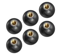 METALLIXITY Threaded Ball Knobs (35mm/1.38") 6Pcs, Plastic Ball Lever Knob with M10 Female Thread Brass Insert - for Machine Handle Tool Replacement, Black