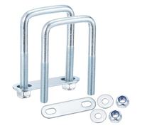 METALLIXITY U Bolts 2Set (M8x40x80mm), Square U Bolt Kits Carbon Steel with Nylon Lock Nut Washers Plates - for Construction, Pipe, Trailer, Automotive, Leaf Spring Fastener