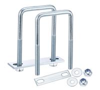 METALLIXITY U Bolts 2Set (M8x50x100mm), Square U Bolt Kits Carbon Steel with Nylon Lock Nut Washers Plates - for Construction, Pipe, Trailer, Automotive, Leaf Spring Fastener