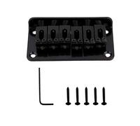 Metallor Guitar Bridge Tailpiece Fixed Hardtail Saddle Bridge Top Load or String Through Body Compatible with 6 String Fender Strat Tele Style Electric Guitar Parts Black.