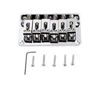 Metallor Guitar Bridge Tailpiece Fixed Hardtail Saddle Bridge Top Load or String Through Body Compatible with 6 String Fender Strat Tele Style Electric Guitar Parts Chrome.