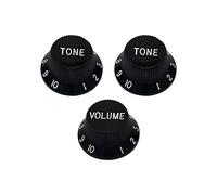 Metallor Speed Control Knobs 1 Volumn 2 Tone Fits Metric Pots Knobs Compatible with Fender Strat Stratocaster Style Electric Guitar. (Black)