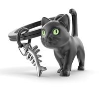 METALMORPHOSE - Black Cat Glow in the Dark Eyes Keyring - Gift for Children, Men and Women, Black, One Size, Contemporary