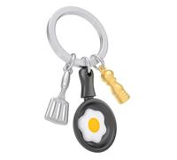 METALMORPHOSE - Brunch and Fried Egg Keyring - Gastromonie - Cooking Gift for Men and Women, grey, One Size