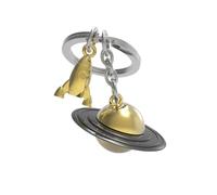 METALMORPHOSE - Gold Helium Balloon Keyring Letter A with Silver Balloon Charm - MTM10A, Black/Gold, One Size, Planet